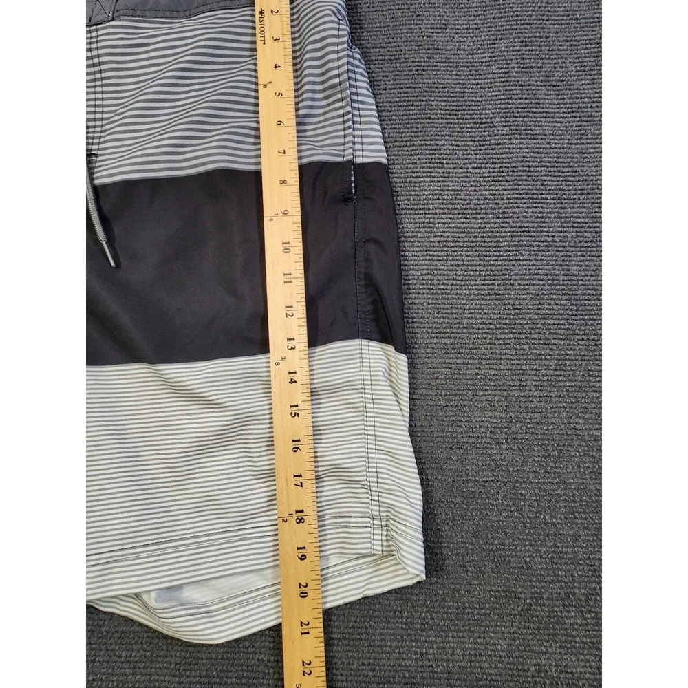 George Board Shorts Mens XL Grey Striped Colorblock Swim Trunks Casual‎